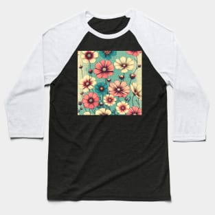 Cosmos Flowers Baseball T-Shirt